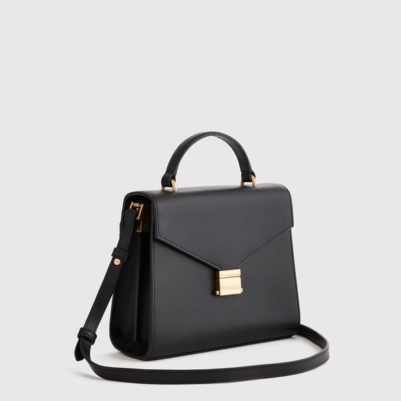 QUINCE Italian Leather Top Handle Crossbody Satchel NWOT in black - Picture 2 of 10